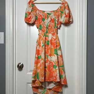 Meet Me in Santorini Floral Puff Sleeve Smocked Midi Dress Tomato Girl Style